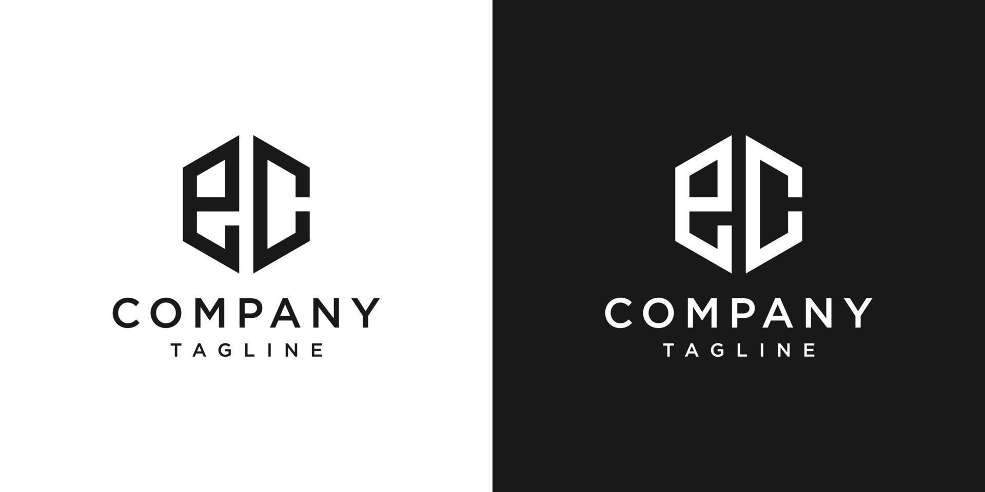 lettera creativa ec monogramma logo design modello icona sfondo bianco e nero vettore