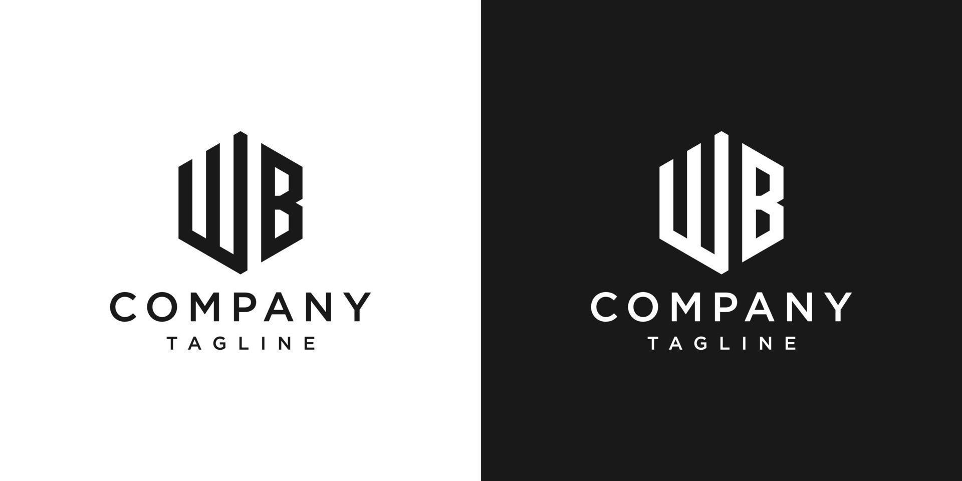 lettera creativa wb monogramma logo design modello icona sfondo bianco e nero vettore