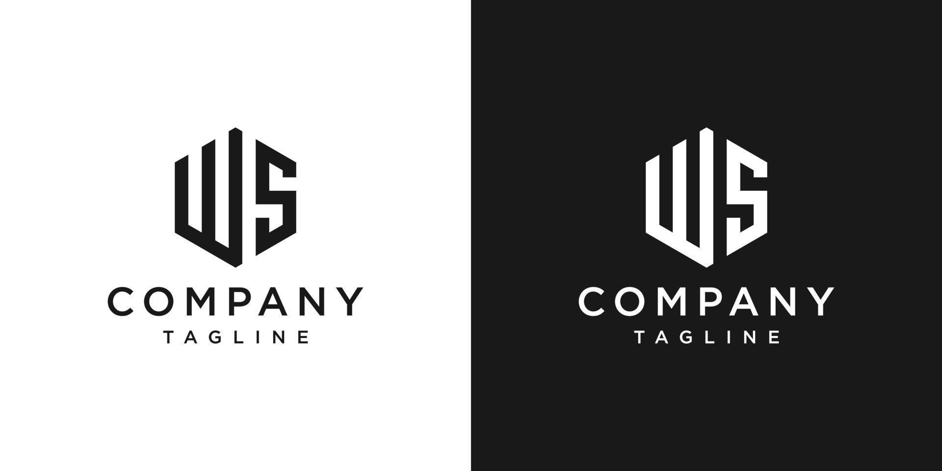 lettera creativa ws monogramma logo design modello icona sfondo bianco e nero vettore