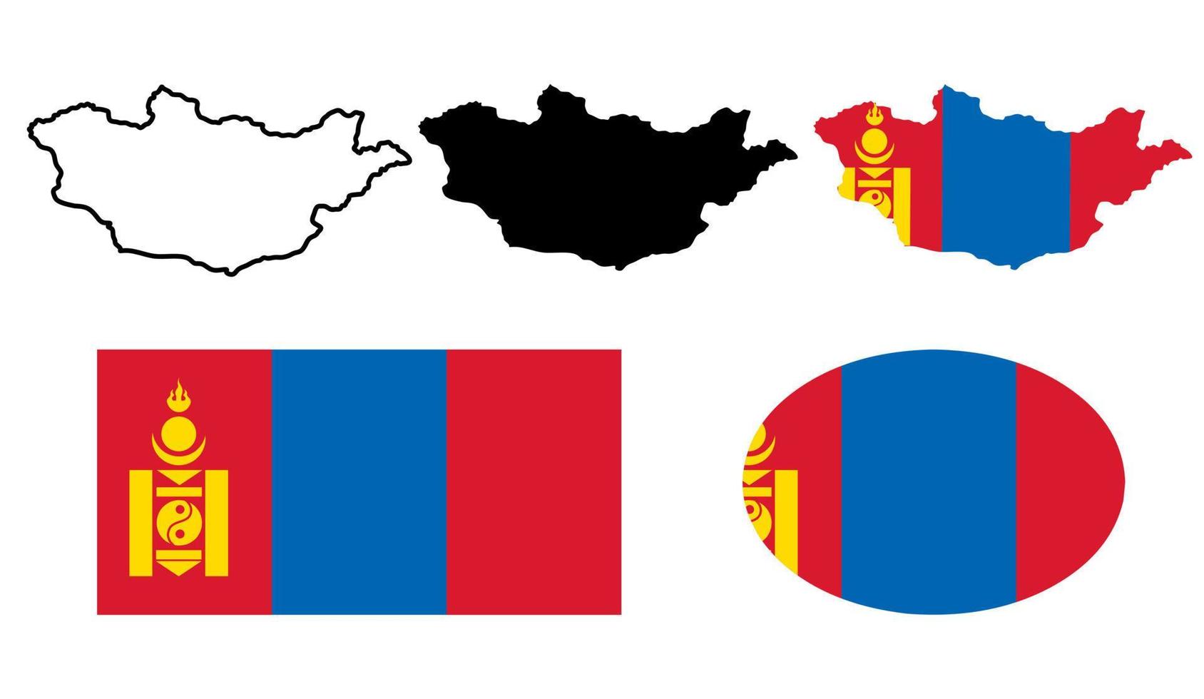 set di icone di bandiera mappa mongolia vettore