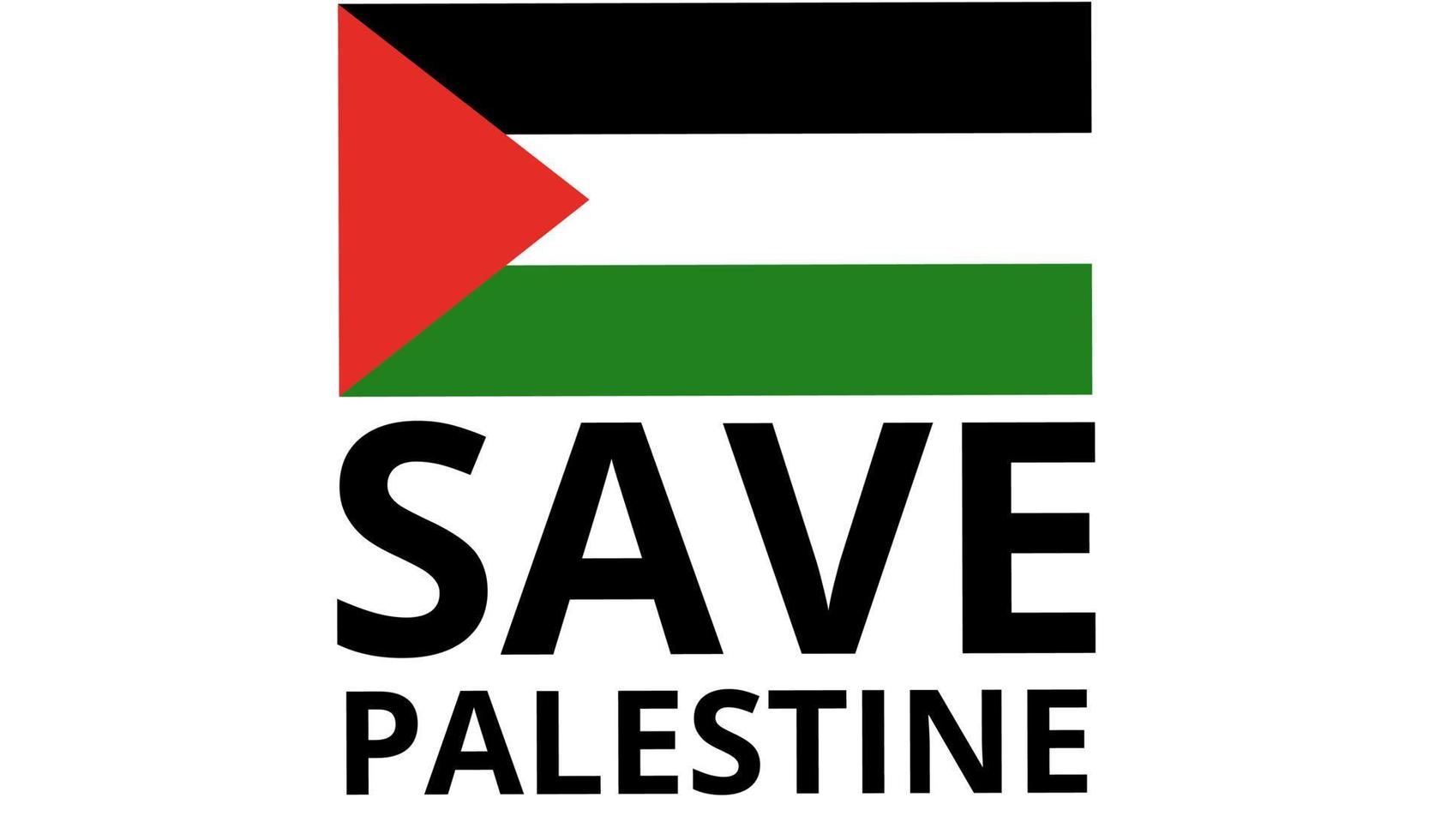 bandiera della palestina con testo salva palestina vettore