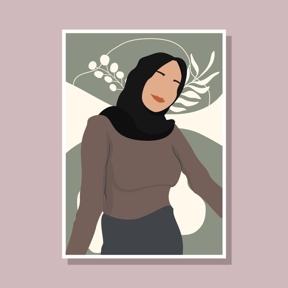 ritratti astratti donne in velo illustrazione vettoriale minimalista femminile musulmana senza volto