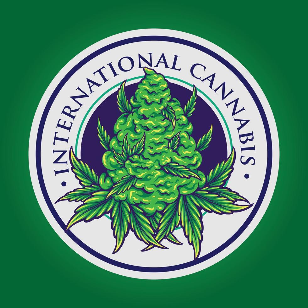 distintivo del logo vintage internazionale della cannabis vettore