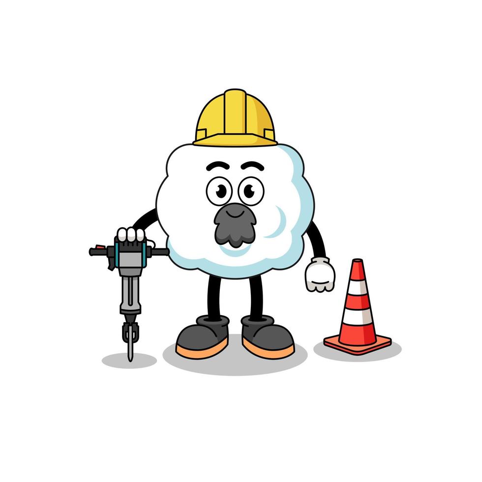 personaggio dei cartoni animati della nuvola che lavora alla costruzione di strade vettore