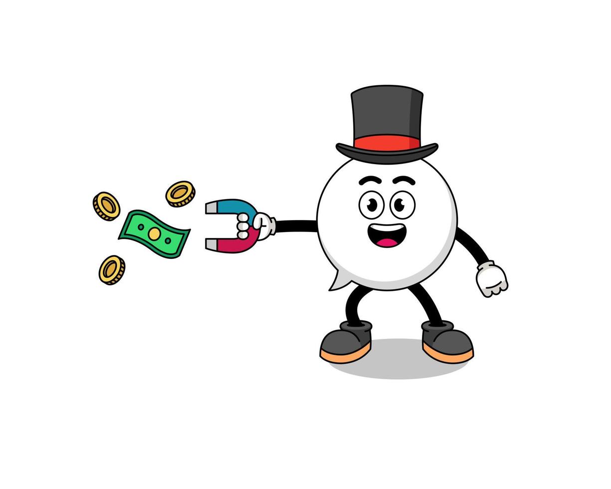 illustrazione del carattere del fumetto che cattura i soldi con un magnete vettore