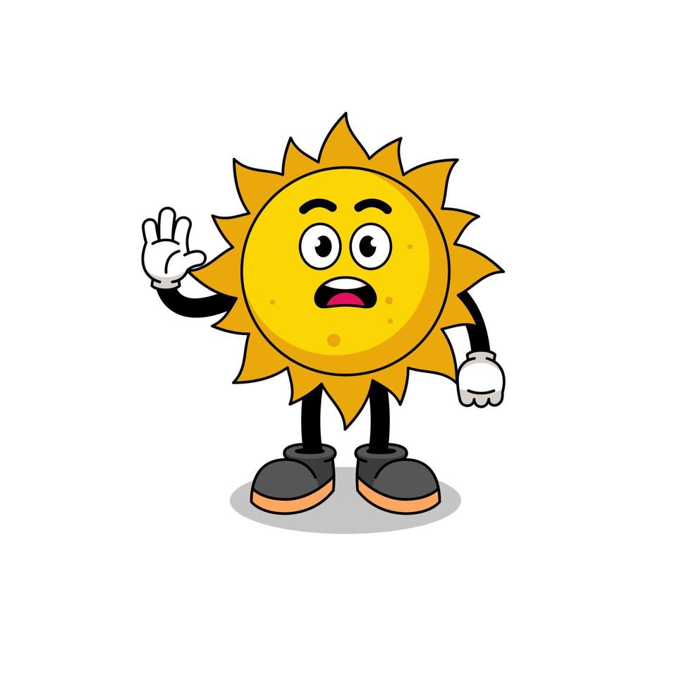 illustrazione del fumetto del sole che fa la mano di arresto vettore