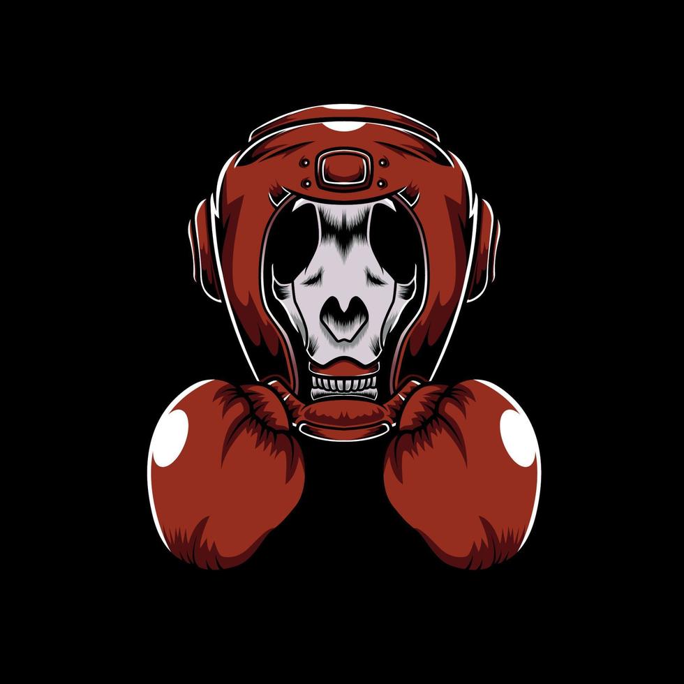 illustrazione di un teschio di canguro che indossa attrezzature da boxe vettore