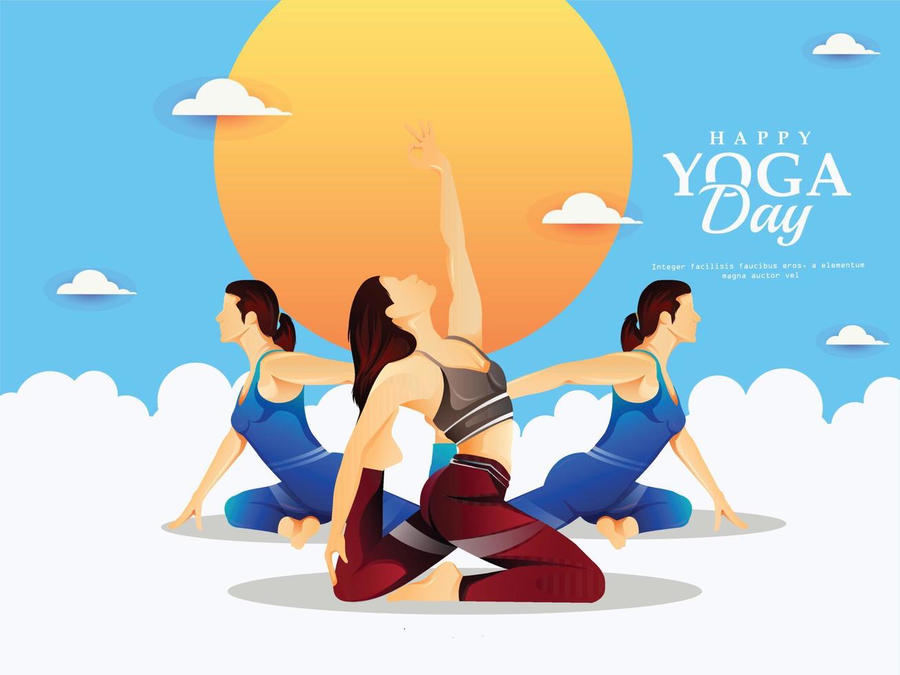 illustrazione della donna che fa asana per la giornata internazionale dello yoga vettore