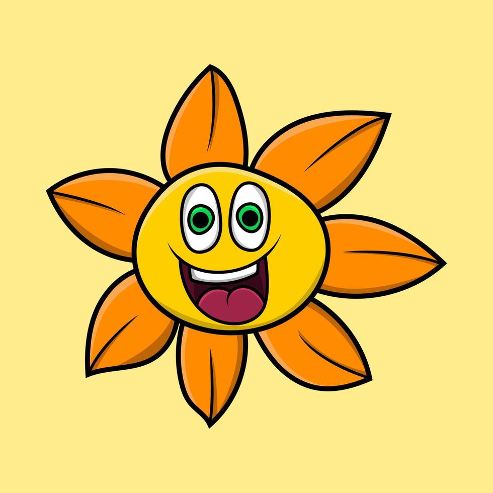 cartone animato fiore felice con un disegno di illustrazione vettoriale