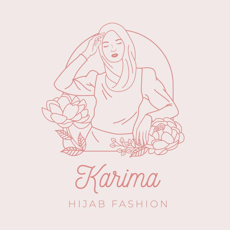 bellissimo logo di moda donna hijab vettore