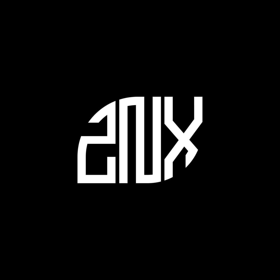 znx lettera logo design su sfondo nero. znx creative iniziali lettera logo concept. disegno della lettera znx. vettore