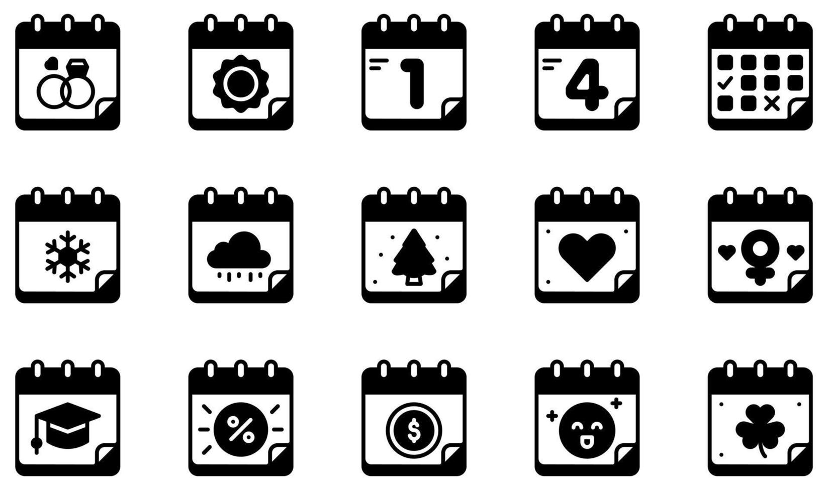 set di icone vettoriali relative al calendario e alle date. contiene icone come calendario, giorno, ora, evento, pianificazione, amministrazione e altro ancora.