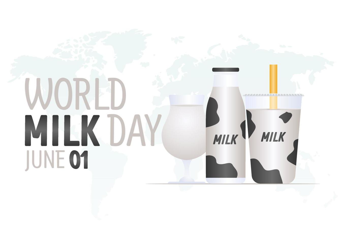 grafica vettoriale della giornata mondiale del latte buona per la celebrazione della giornata mondiale del latte. design piatto. volantino design.flat illustrazione.
