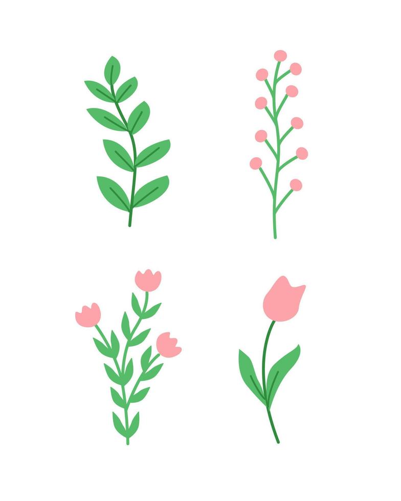 un insieme di piante da campo, erba di prato e fiori tulipani papaveri. illustrazione di doodle di vettore. vettore