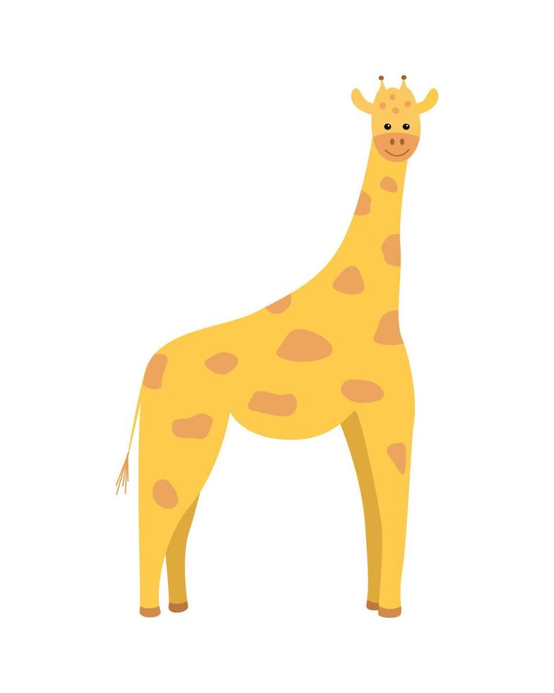 giraffa simpatico cartone animato. illustrazione vettoriale di un animale africano isolato su bianco