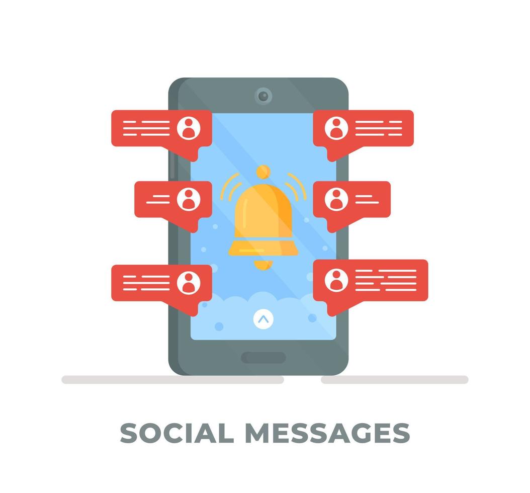 illustrazione vettoriale di messaggi sociali. telefono isolato su sfondo bianco.