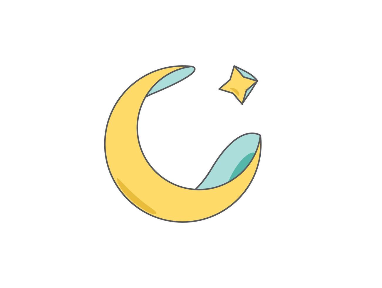 elementi di design a falce di luna e stelle. islamico musulmano vettore