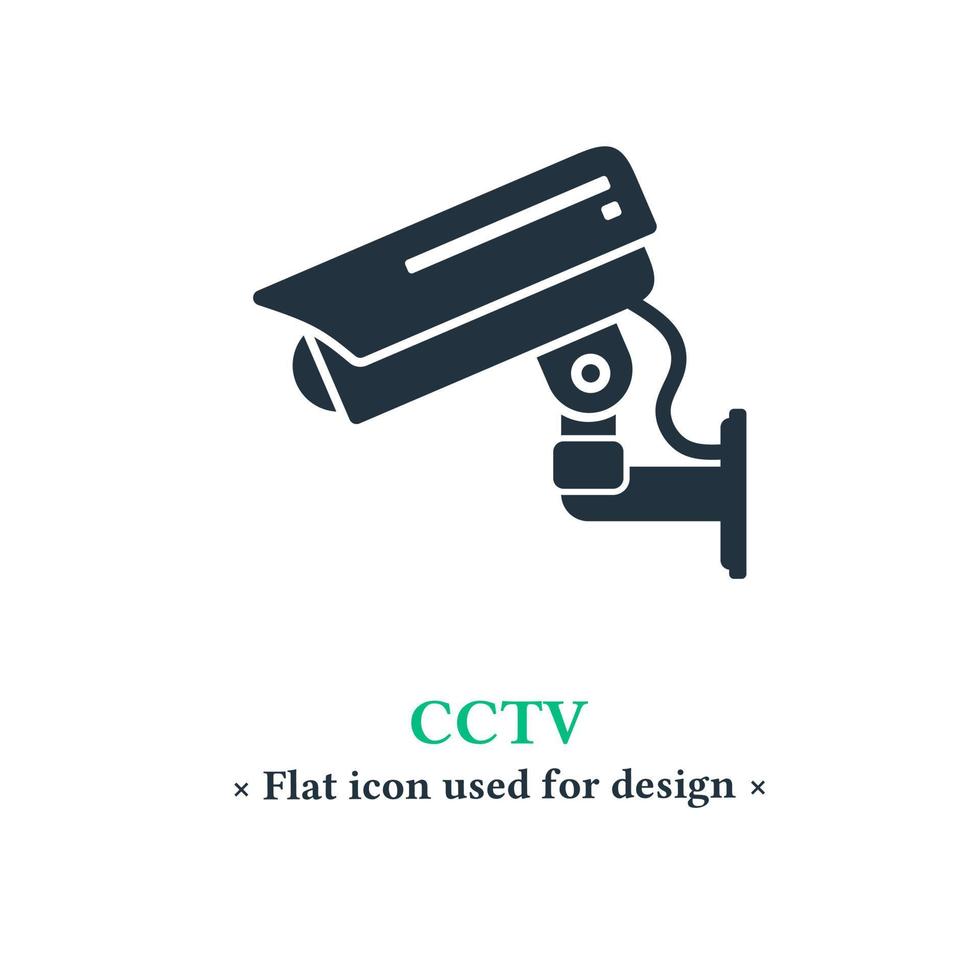 icona cctv in stile piatto alla moda isolato su priorità bassa bianca. simbolo della telecamera di sicurezza per applicazioni web e mobili. vettore