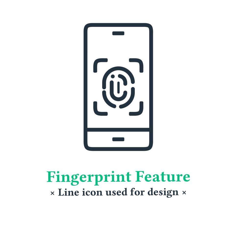 icona dell'impronta digitale touch vettoriale sul dispositivo di sicurezza mobile isolato su sfondo bianco. simbolo dello scanner di impronte digitali per app Web e mobili.