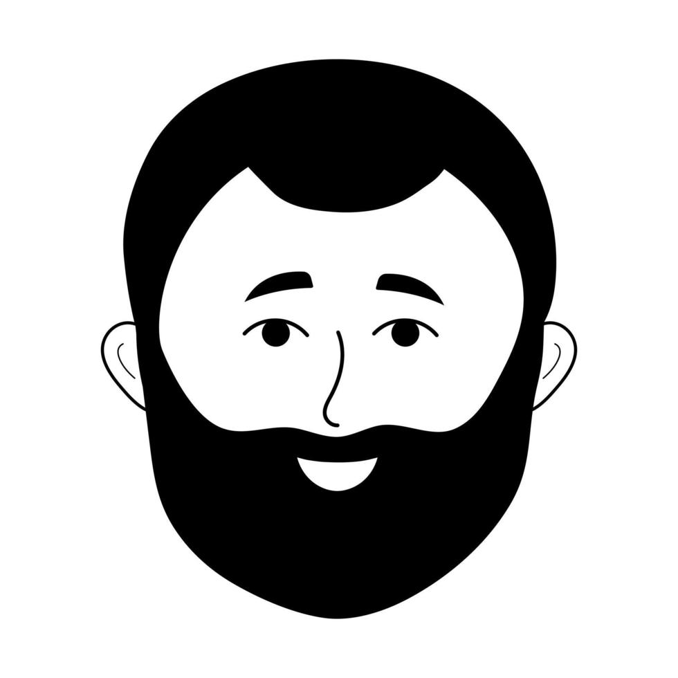 viso di uomo con la barba in stile doodle. avatar di uomo sorridente. vettore