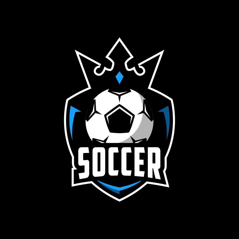 design del logo sportivo del re del calcio vettore