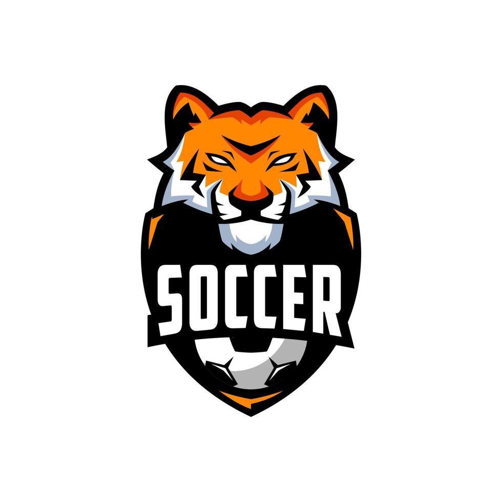 design del logo della squadra di tigre di calcio vettore
