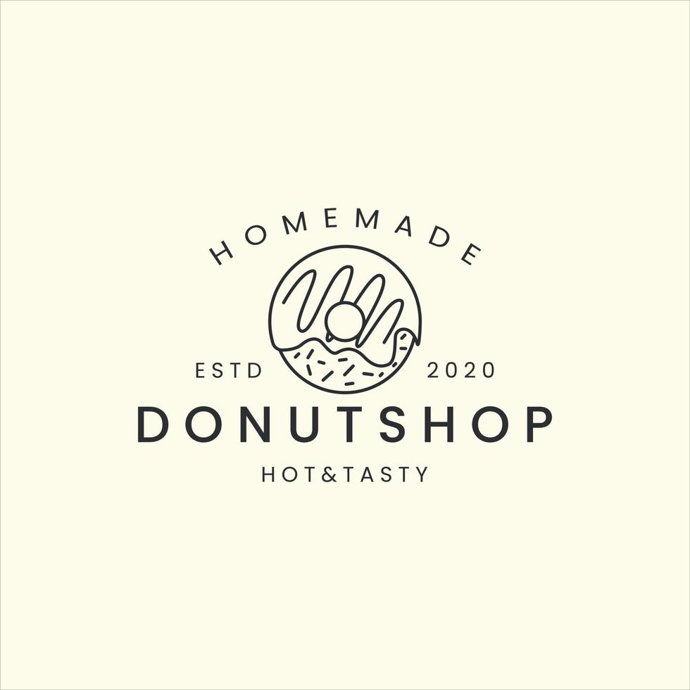 ciambelle o torta con illustrazione vettoriale di disegno del modello dell'icona del logo in stile line art