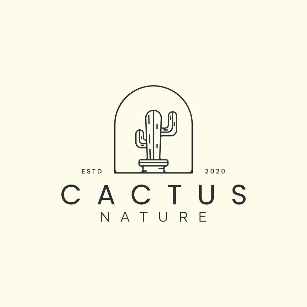 cactus o botanico con badge e line art style logo icona modello design.tree, piante, natura, illustrazione vettoriale