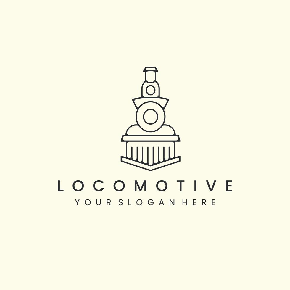 locomotiva con disegno del modello dell'icona del logo in stile line art. treno, trasporto, ferrovia, illustrazione vettoriale