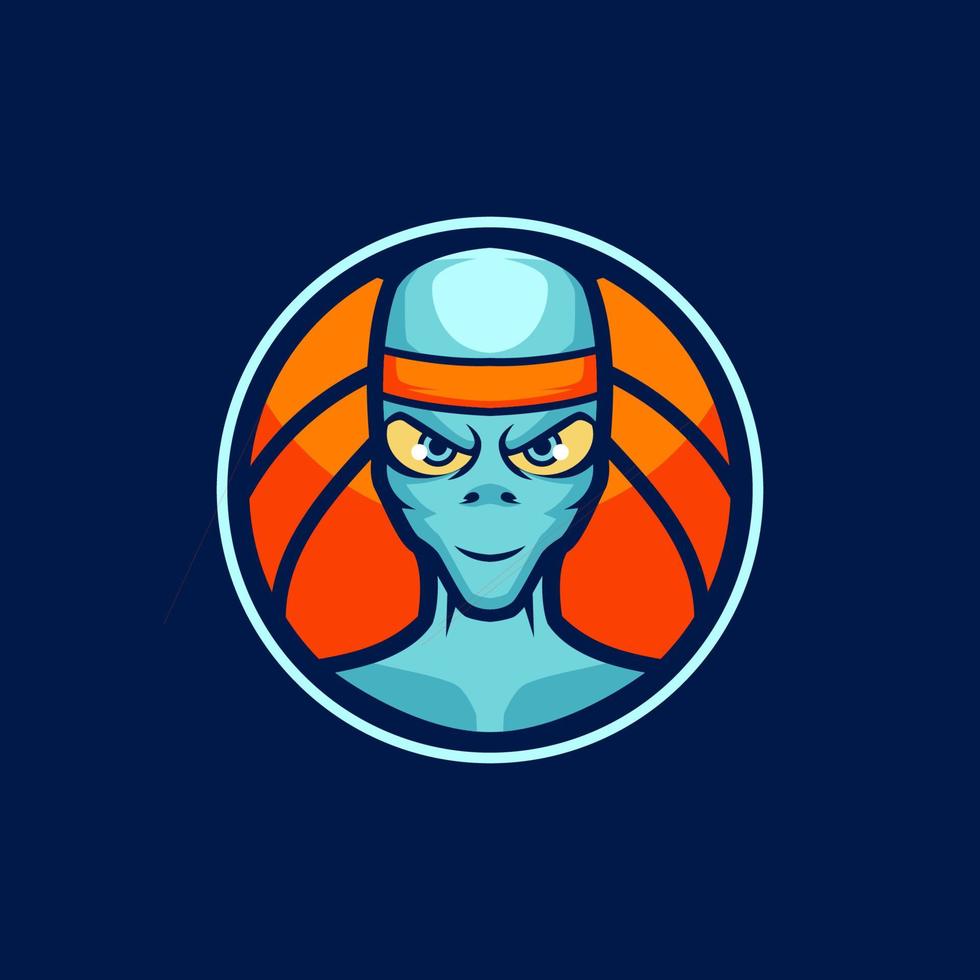 modelli di logo mascotte basket alieno vettore