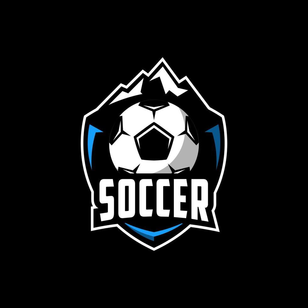 design del logo degli sport di montagna di calcio vettore