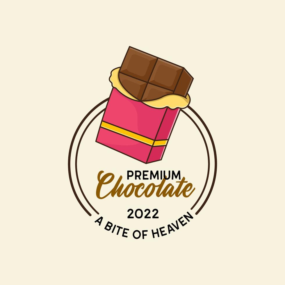 concetto di badge logo cioccolato premium vettore