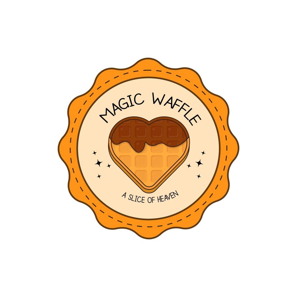 concetto di distintivo logo waffle magico vettore