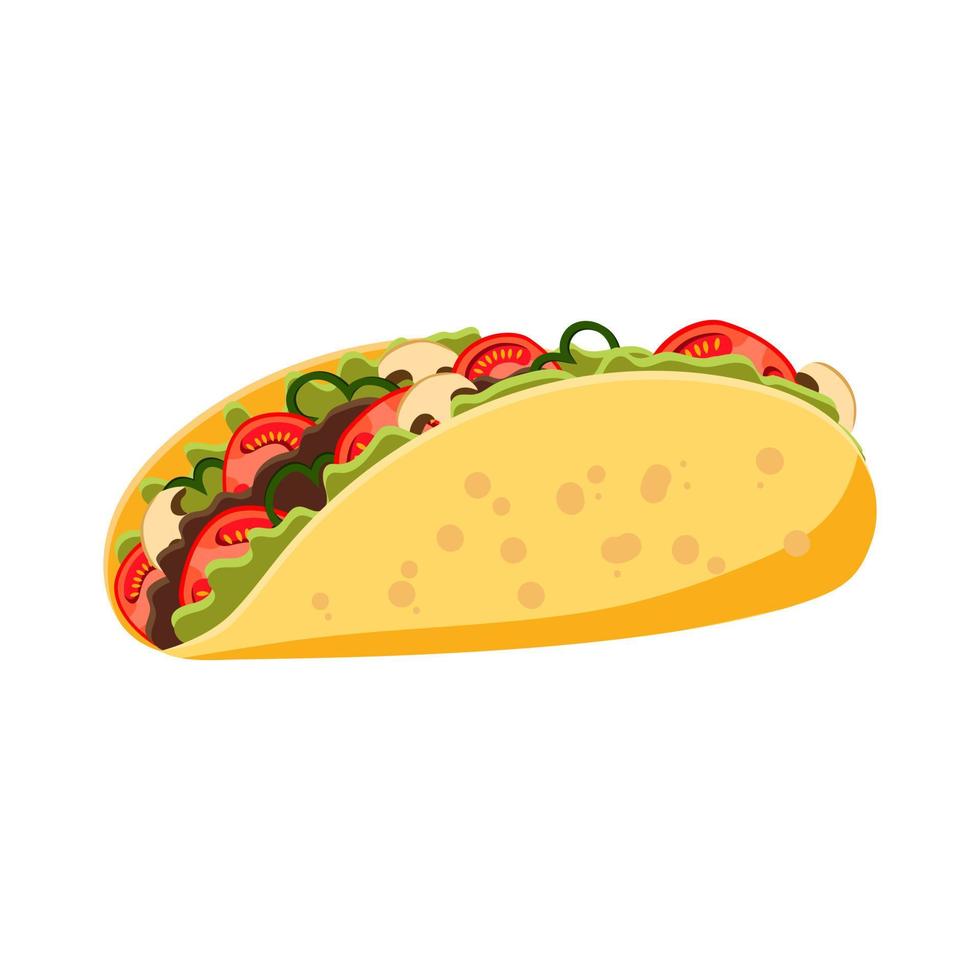 illustrazione di tacos, illustrazione vettoriale su sfondo bianco.