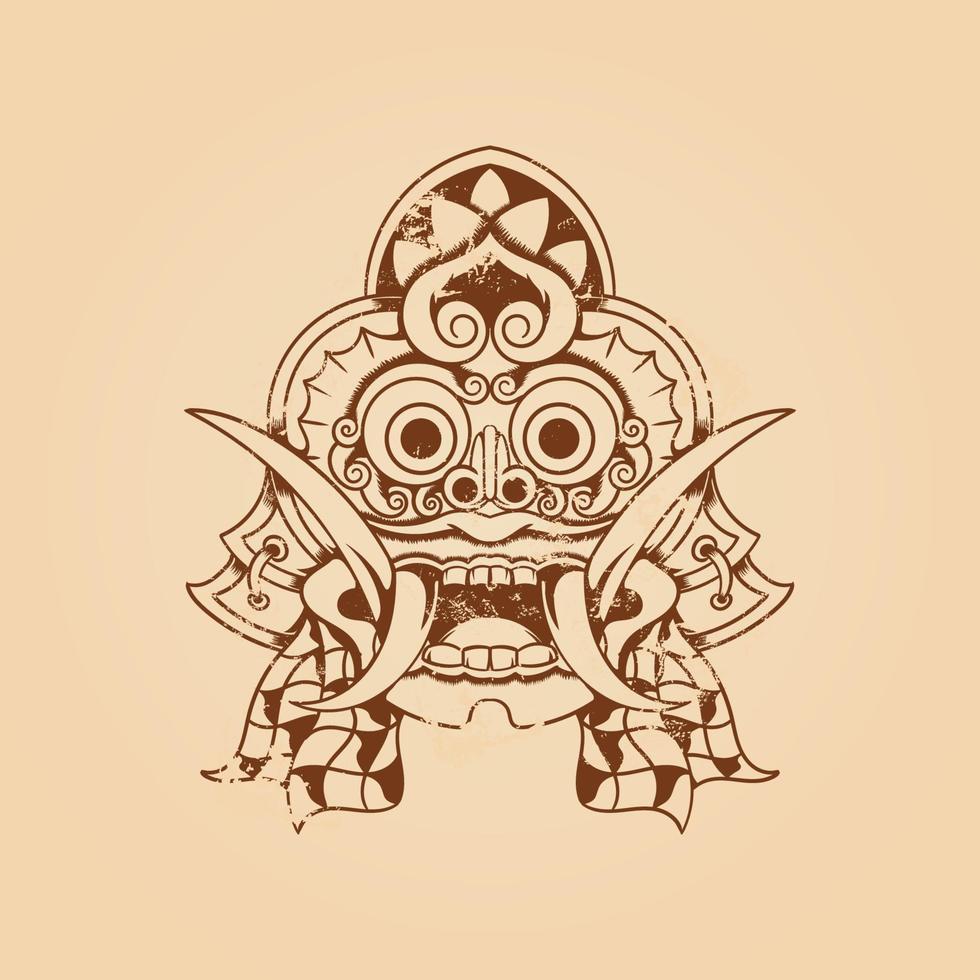 illustrazione di vettore di struttura del grunge della maschera del barong balinese