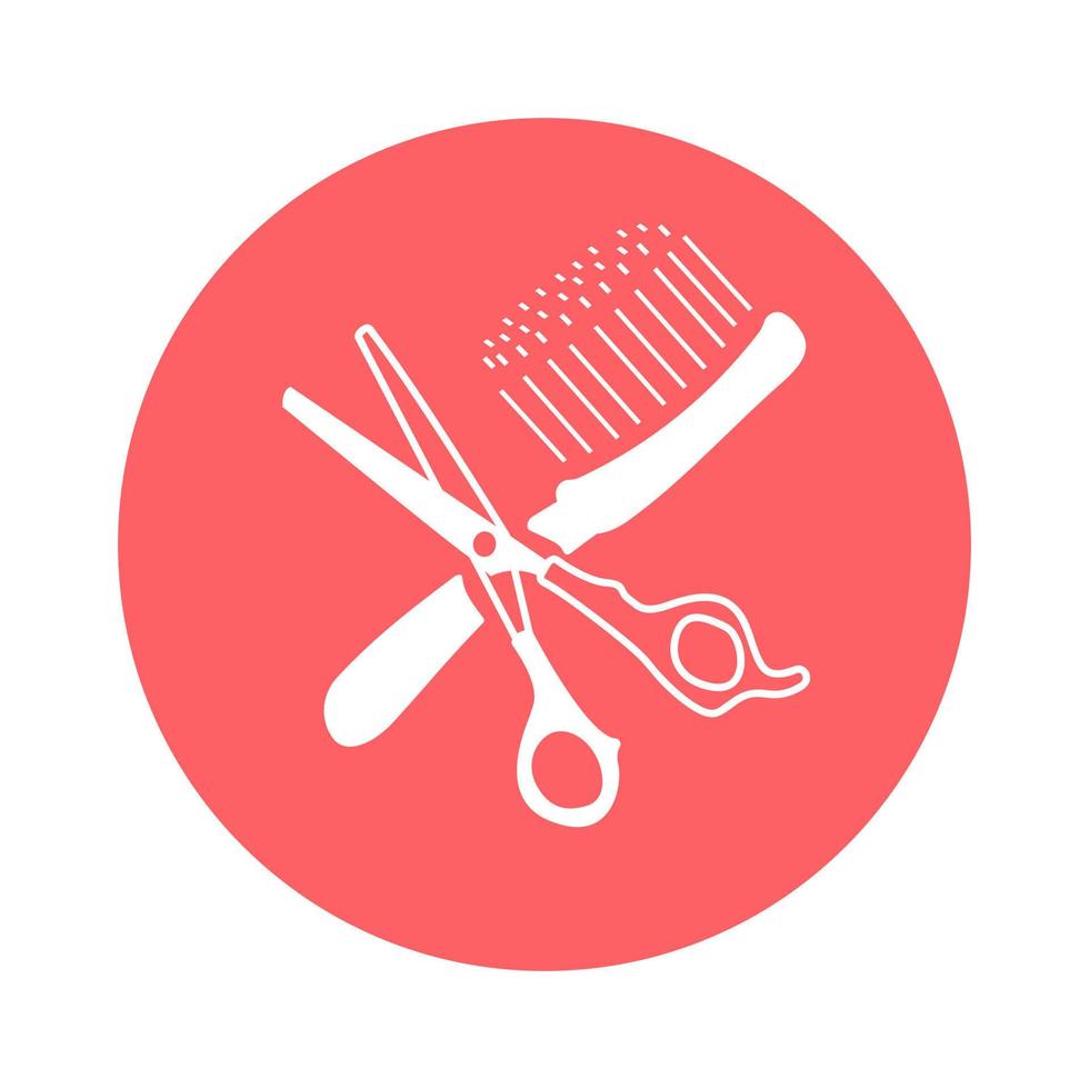 logo del negozio di barbiere con forbici e pettine vettore