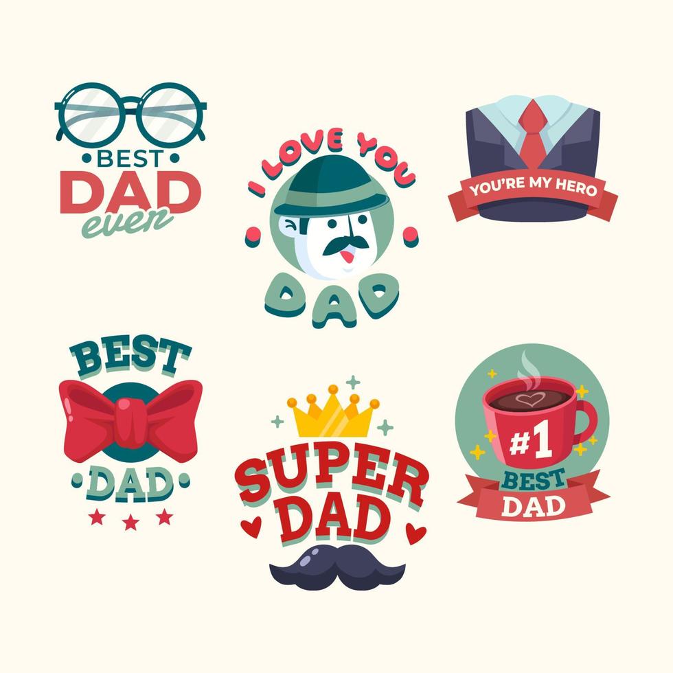 set di badge per la festa del papà vettore