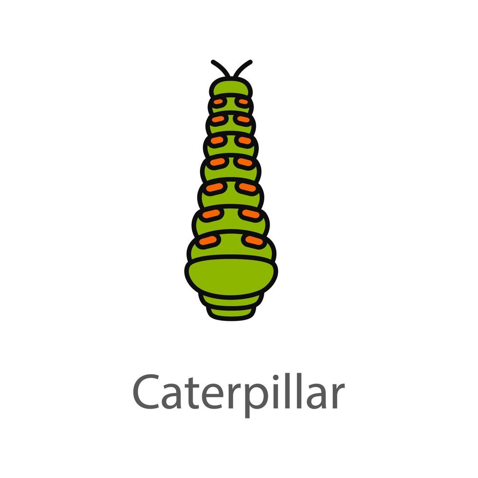 icona del colore del bruco. stadio larvale di farfalla. illustrazione vettoriale isolata