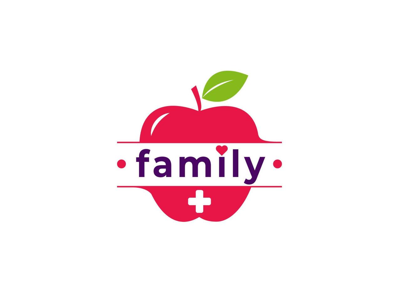 logo per la cura della famiglia con illustrazione di frutta fresca mela rossa vettore