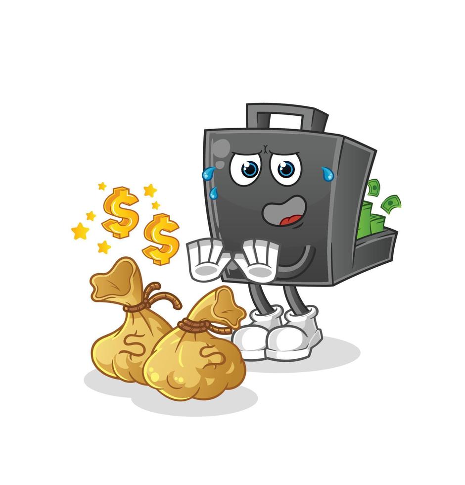 illustrazione vettoriale della mascotte del fumetto della valigetta dei soldi. vettore del fumetto
