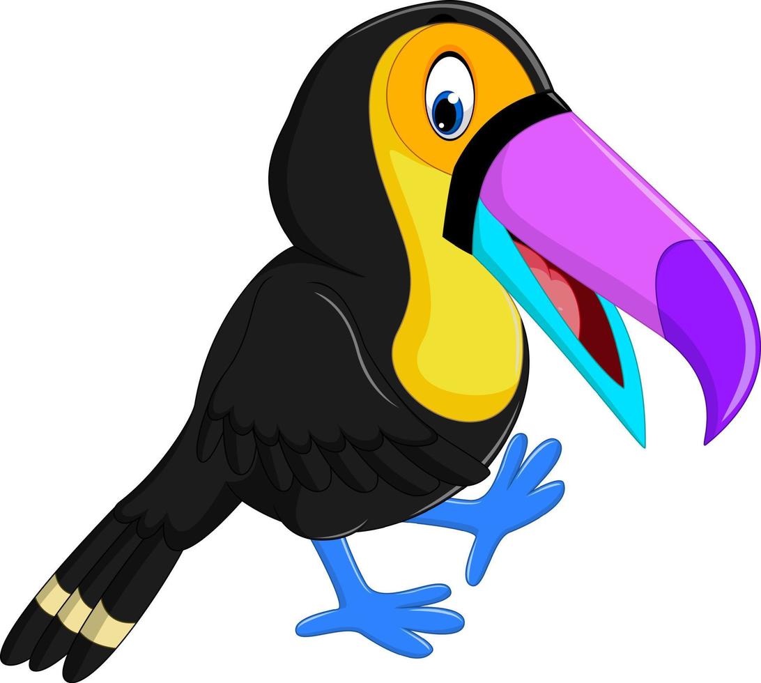 cartone animato uccello felice tucano vettore