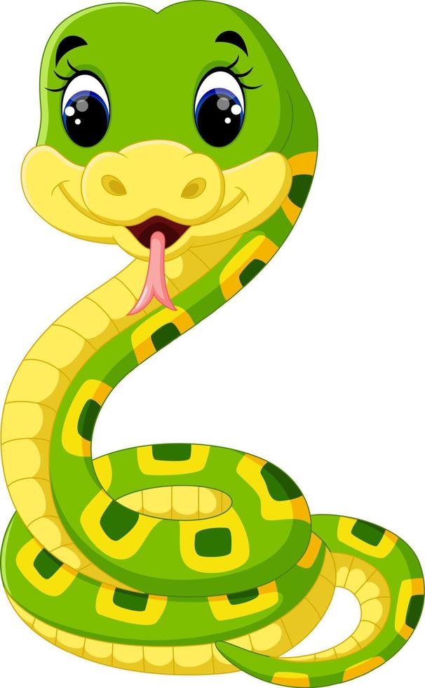 simpatico cartone animato serpente verde vettore