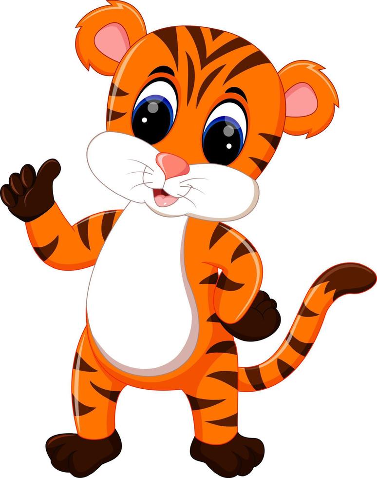 simpatico cartone animato tigre che dà pollice in su vettore
