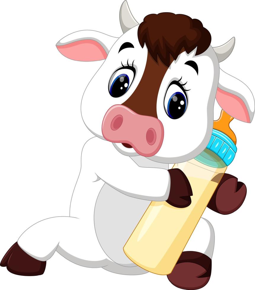 illustrazione del cartone animato carino mucca bambino vettore