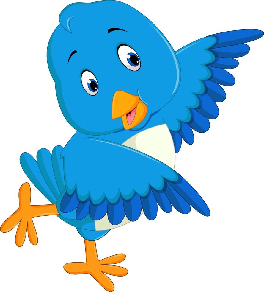 simpatico cartone animato uccello blu vettore