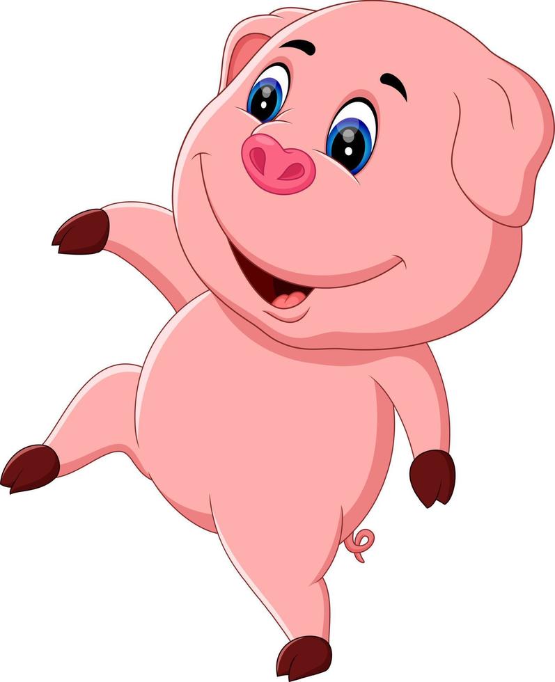 illustrazione della posa del fumetto di maiale carino vettore