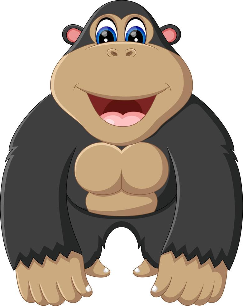 illustrazione del simpatico cartone animato gorilla vettore