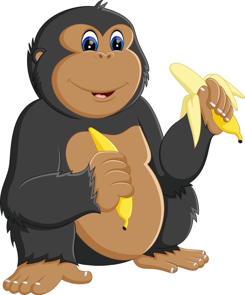divertente cartone animato gorilla di illustrazione vettore