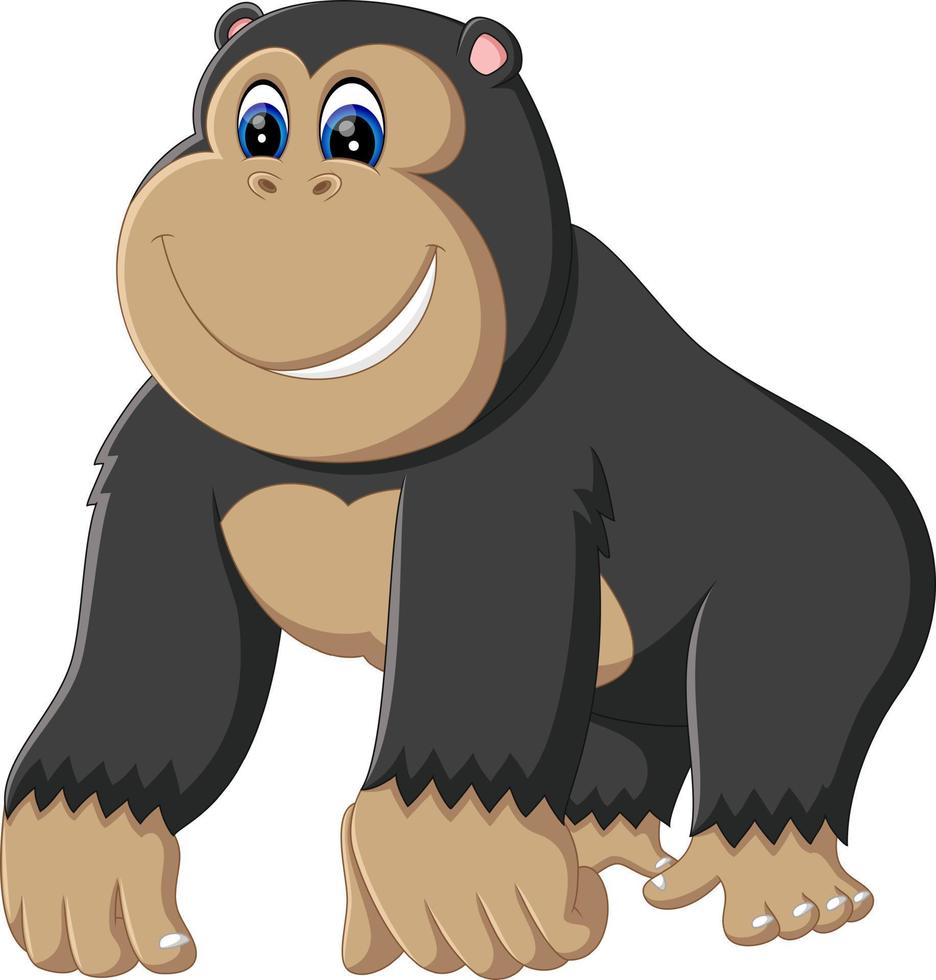 illustrazione del simpatico cartone animato gorilla vettore