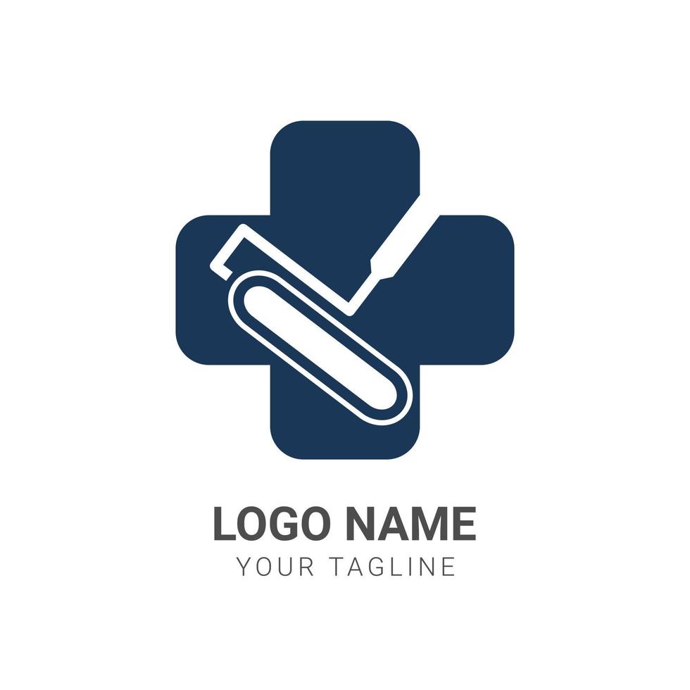 modello di progettazione logo creativo farmacia vettoriale - simbolo di salute di ispirazione idea pennello a rullo